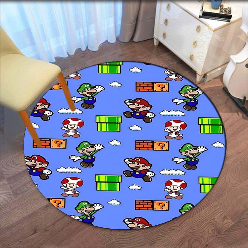 Mario Printed Round Rug Carpet Chair Rug Area Rug Entryway Doormats,for Office Chair Living Room Bedroom Kitchen Room.