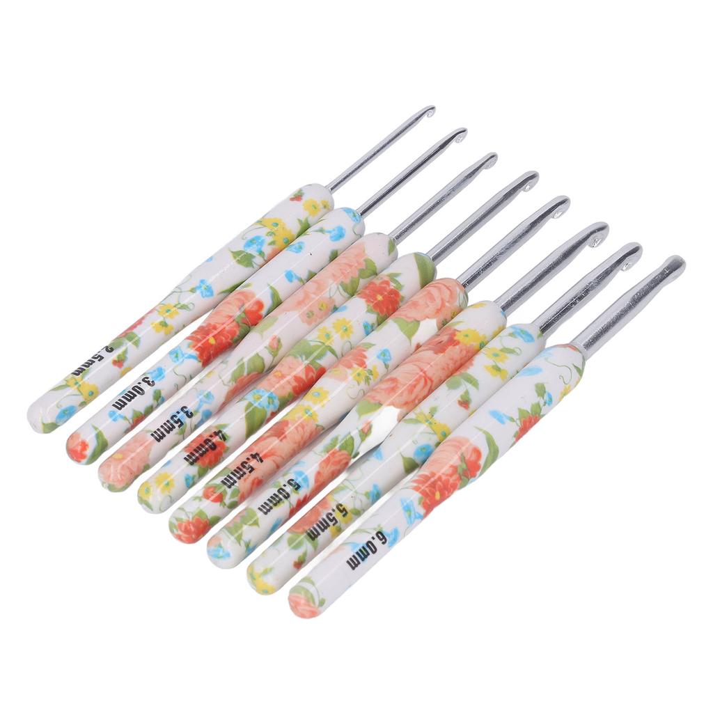 8pcs Crochet Hook Set Printing Aluminum Handcraft Colorful Crochet Hook Ergonomic Knitting Hook for Knitters for Sewing
