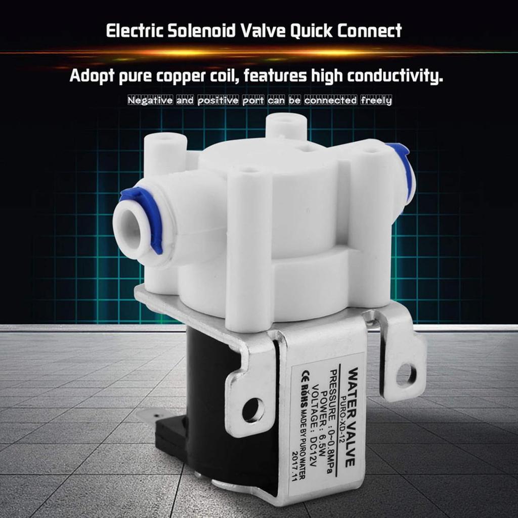 Water Valve, DC 12V Copper Plastic Electric Solenoid Valve Normally Close Purifier Water Valve for Water Filters