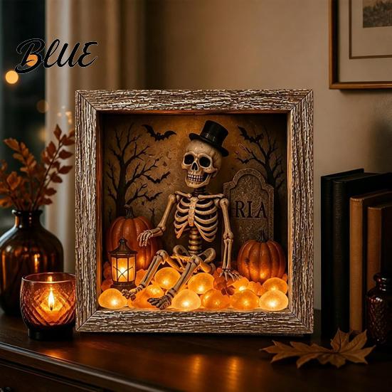 Готический Shadow Box Ночник DIY Подсвечиваемый Хэллоуин Призрак Набор Деревянная Рамка Светодиодный Теплый Свет 3D Картина Набор для Творчества Память с Хрустальным Стеклянным Панелью,
