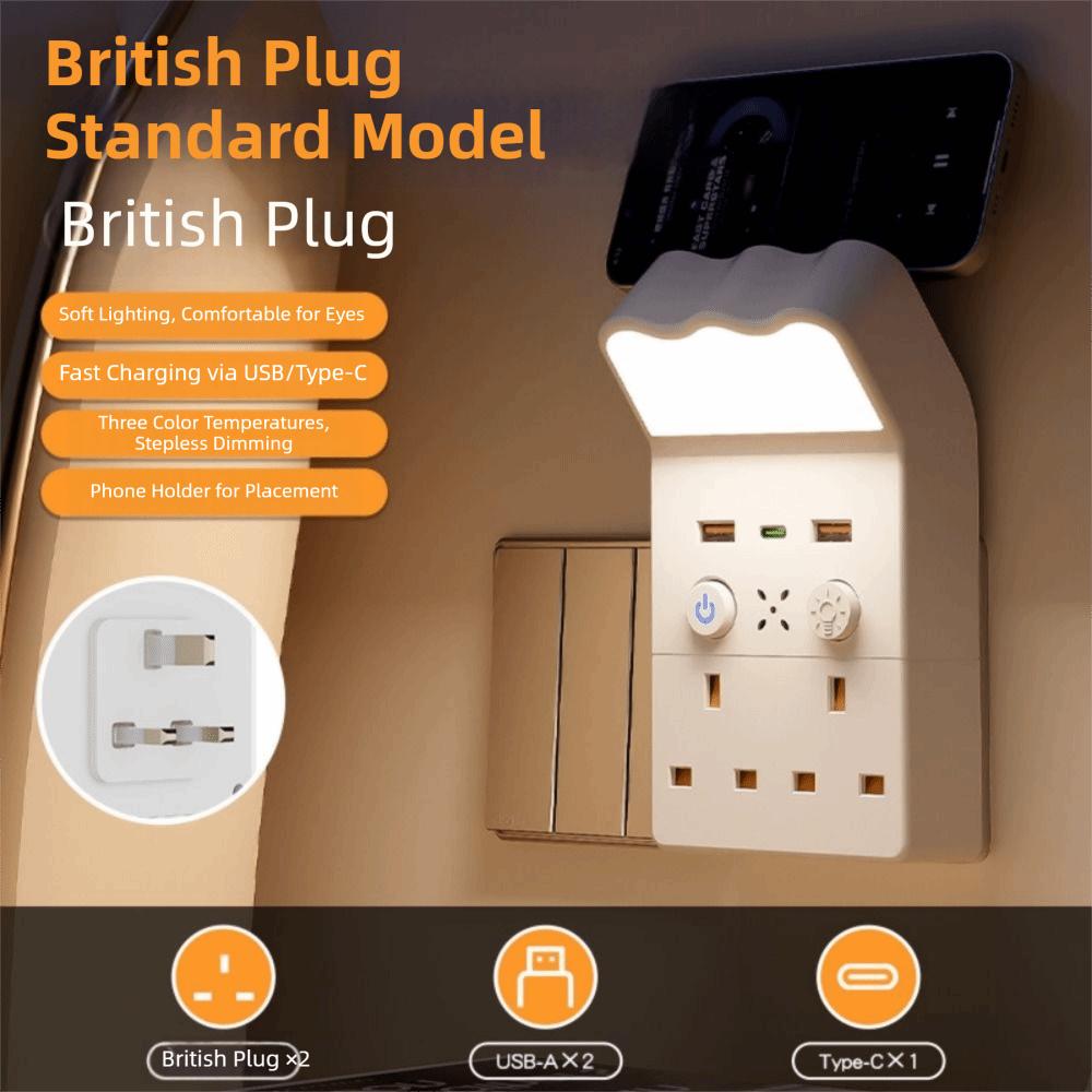 Universal Socket Plug in Night Light Warm White LED Outlet Power Strip Socket Wall Lamp  Dormitory