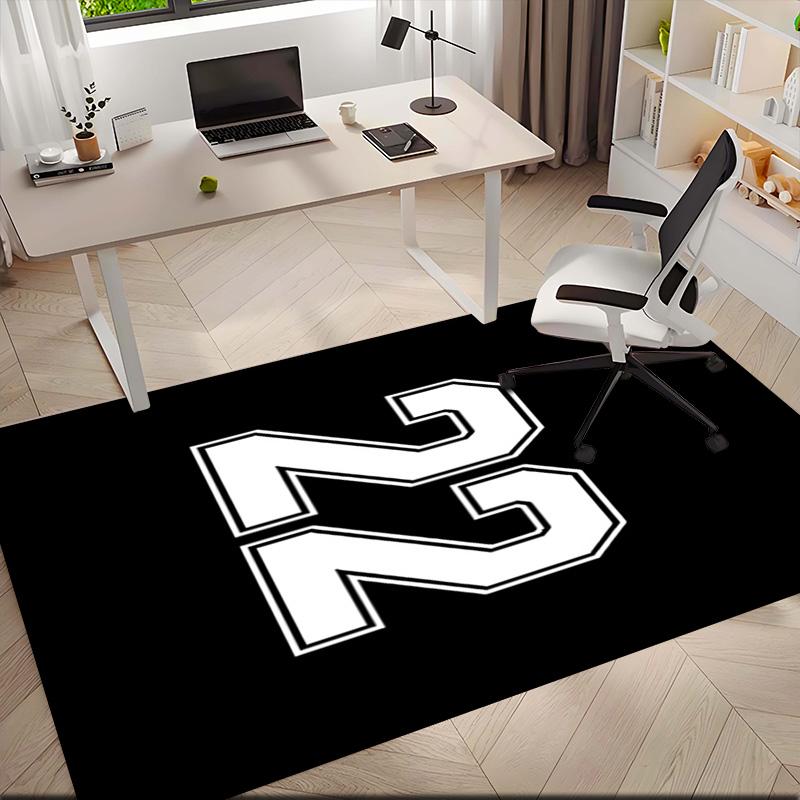 1pc Black and white number sports style Carpet Rug for Living Room Bedroom Home Sofa Decoration,Kids play Non-slip Floor Mat