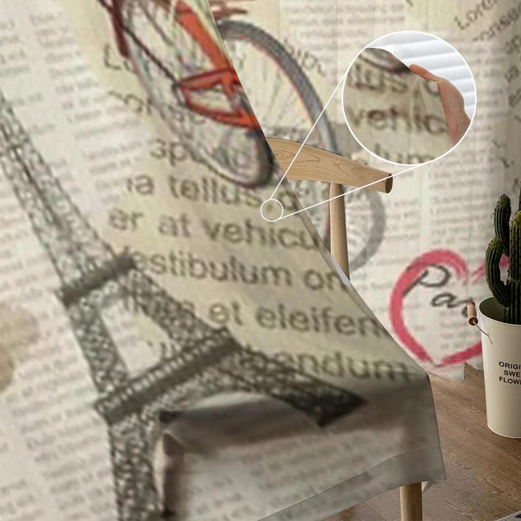 Paris Vintage Newspaper Sheer Curtain For Living Room Bedroom Voile Curtains For Window Organza Curtains Party Tulle Drapes