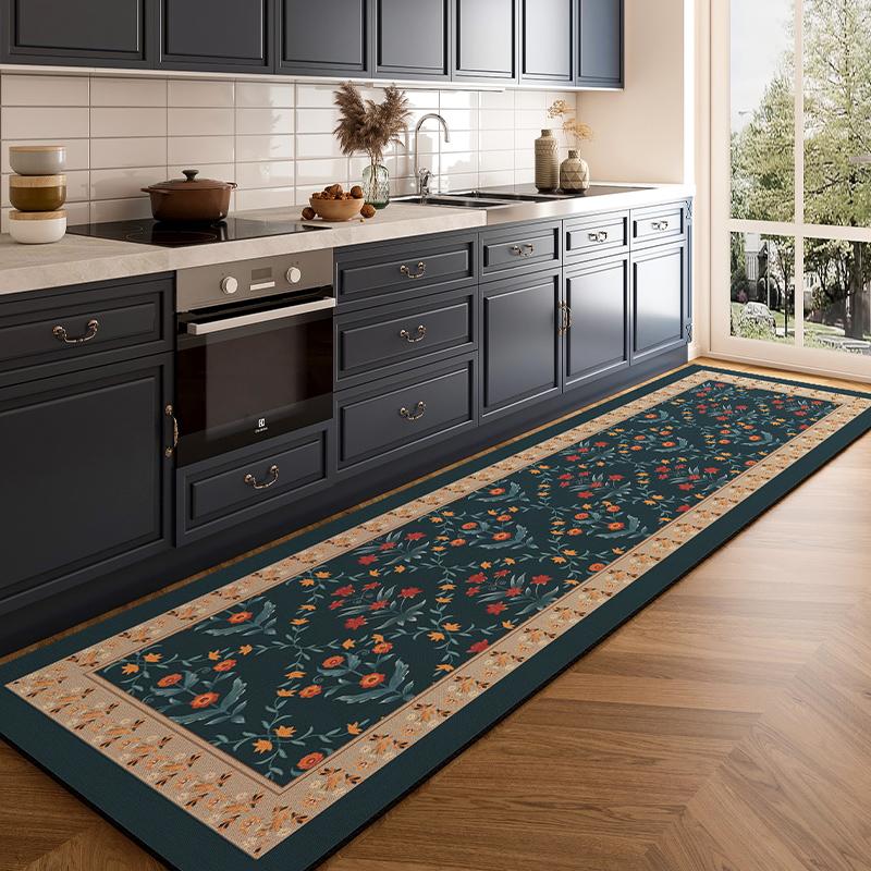 Винтажный ковер-дорожка с цветочным узором - Противоскользящий ретро ковер с цветами для дома, коридора, прихожей, гостиной, спальни, холла