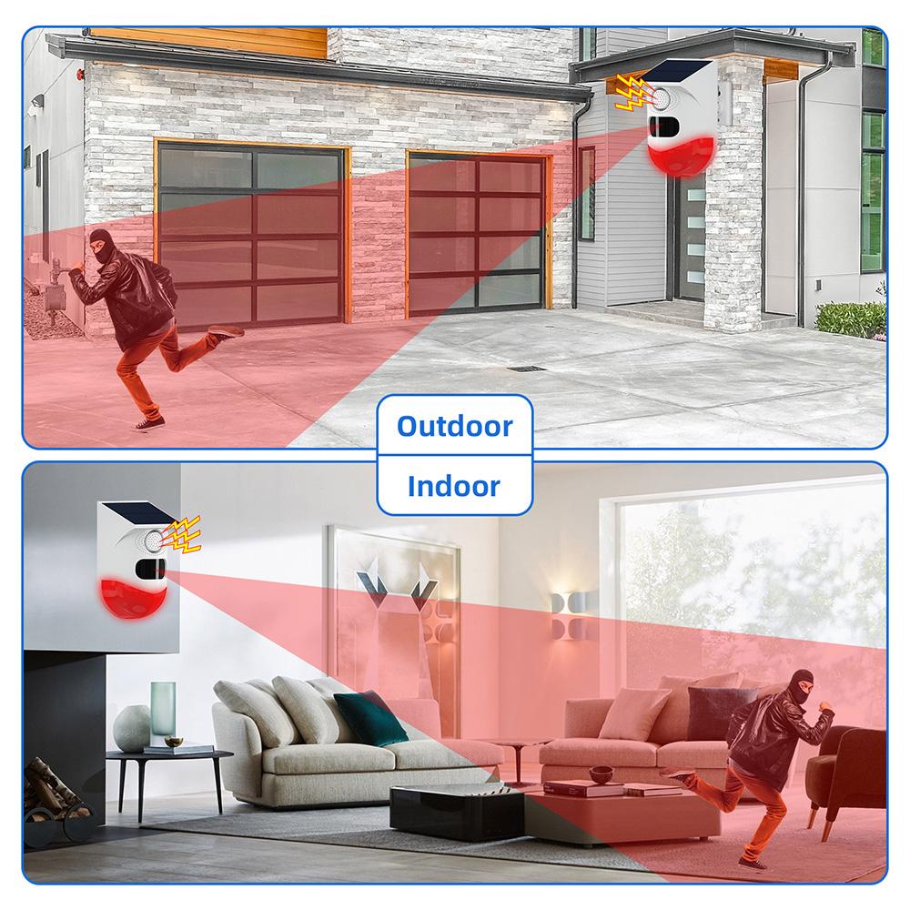 2в1 WiFi Tuya Smart Remote Control Outdoor Charger Security Sound Alarm Detector Sensor Farm Garden Solar Infrared Siren Solar