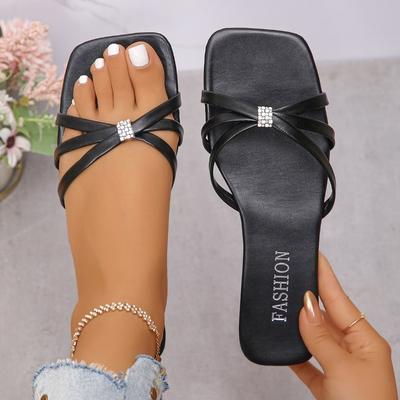 Мода Лето 2025 Женские Большого Размера Повседневные и удобные С Квадратным Носком Простые На Ремешке Модные Повседневные Пляжные Сандалии Обувь Слипоны