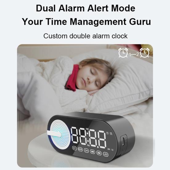 Беспроводной Bluetooth-совместимый динамик Маленький будильник Режим энергосбережения Светодиодный дисплей Беспроводная музыка