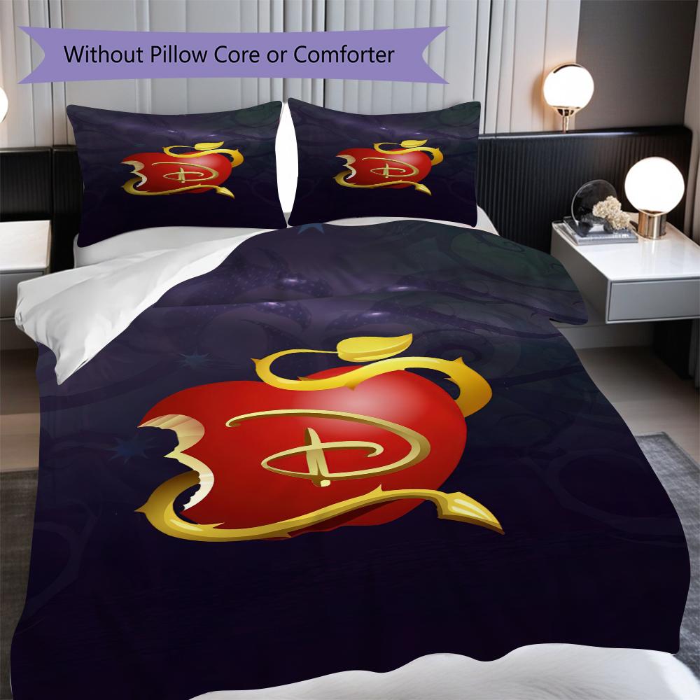 1PC Descendants pattern Bedding Quilt Set Quilt Cover Pillowcase Home Decoration Birthday Gift (1 * duvet cover + 2 * pillowcase, without core)