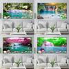 Abstract Swan Waterfall Lotus Canvas Painting Modern Landscape Posters and Prints Wall Pictures Living Room Home Decor No Frame