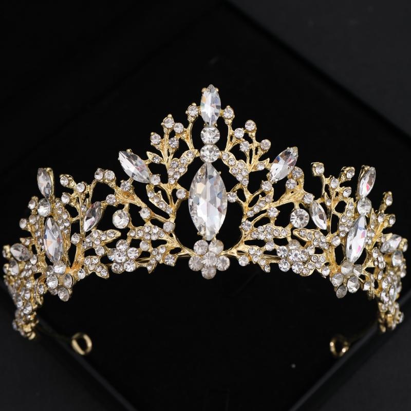 Baroque Vintage Princess Queen Bridal Crown Headwear Crystal Tiara For Women Wedding Crown Hair Dress Accessories Jewelry Crown