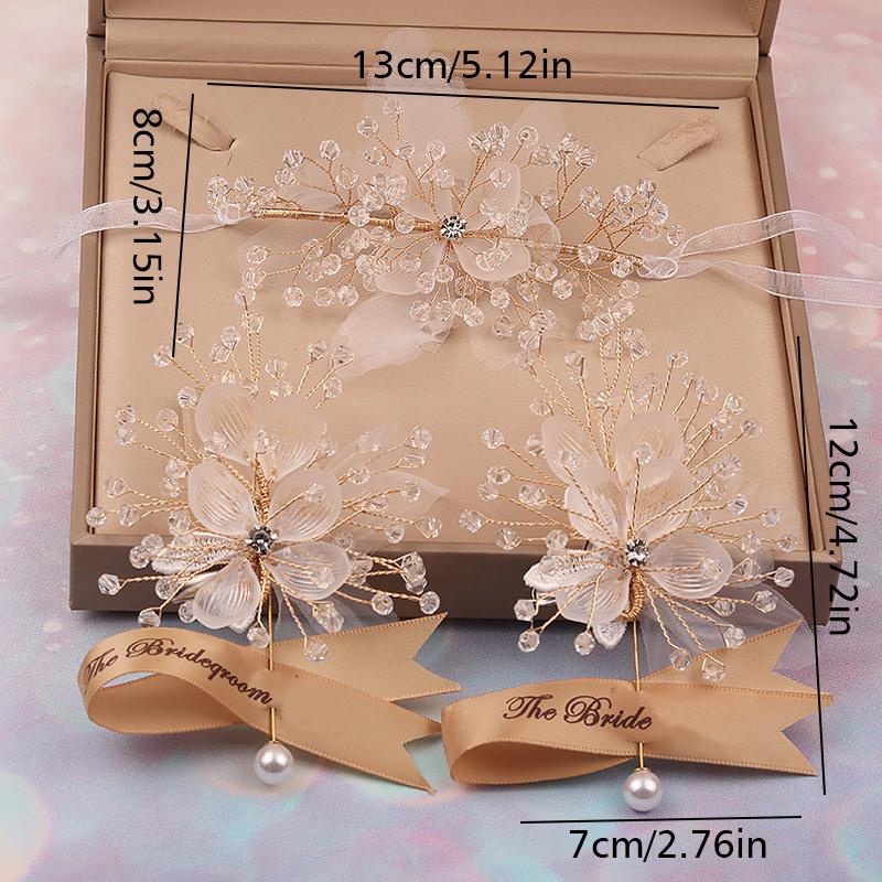 Свадебный жених Стразы Свадебная брошь Браслет Подружки невесты Лента Торжества Корсаж Шикарный жемчуг Фотография Ювелирные изделия Аксессуары