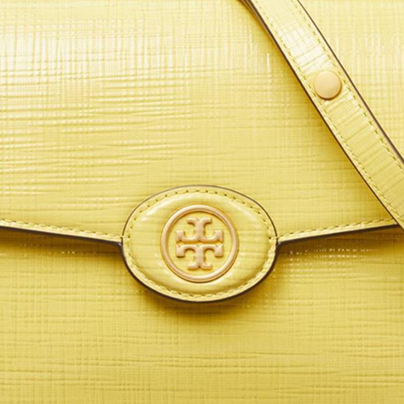 Tory Burch Robinson Twill Convertible Flap Leather Crossbody Shoulder Bag Women bags Yellow 154731-700
