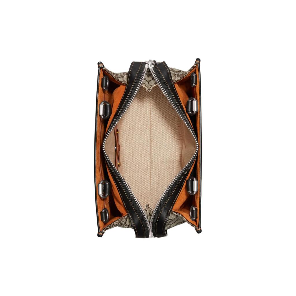 Coach Rogue 25 Classic Monogram Jacquard Zipper Closure Fabric And Glove Tanned Leather Shoulder Crossbody Tote Bag Medium Women Handbags CF591-LHUW7