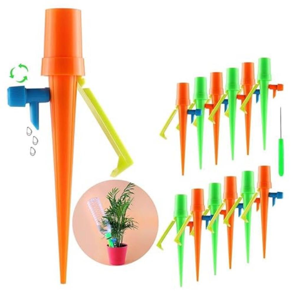 12 шт. Самополивающиеся шипы: Регулируемая скорость капельного полива для комнатных растений и шариков Leca — идеально подходит для полива растений во время вашего отсутствия, подходит для большинства бутылок