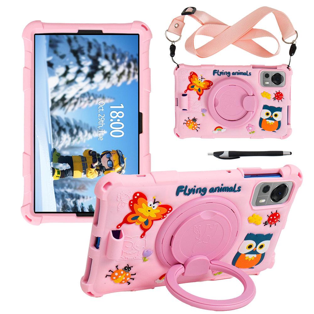 Soft Silicone Case For TCL Tab 8 LE 9137W WiFi 9132X 8.0inch Cartoon 360 Rotating Stand Cover With Strap Pen