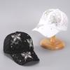 Butterfly Flower Baseball Cap Rhinestone Mesh Peaked Hat Breathable Visors Cap  Women