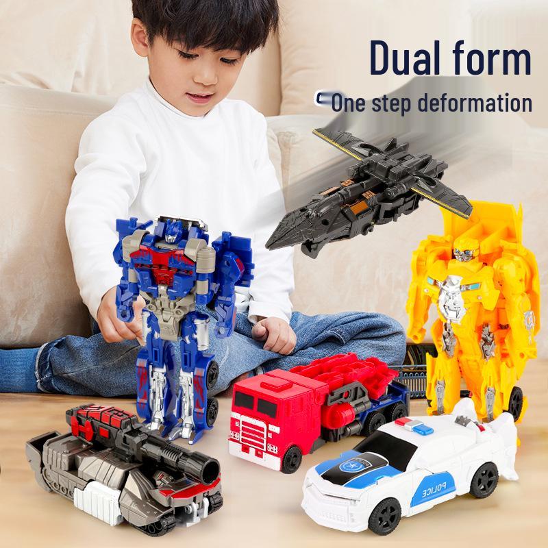 One-Step Transforming Toy Car & Robot Action Figure – Optimus Prime & Bumblebee Educational Gift for Kids