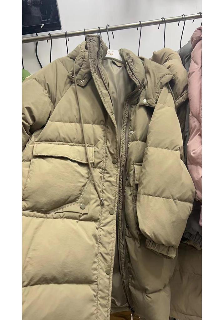Women's Mid-Length Hooded White Duck Down Jacket - 2024 Winter Collection, Plus Size Available