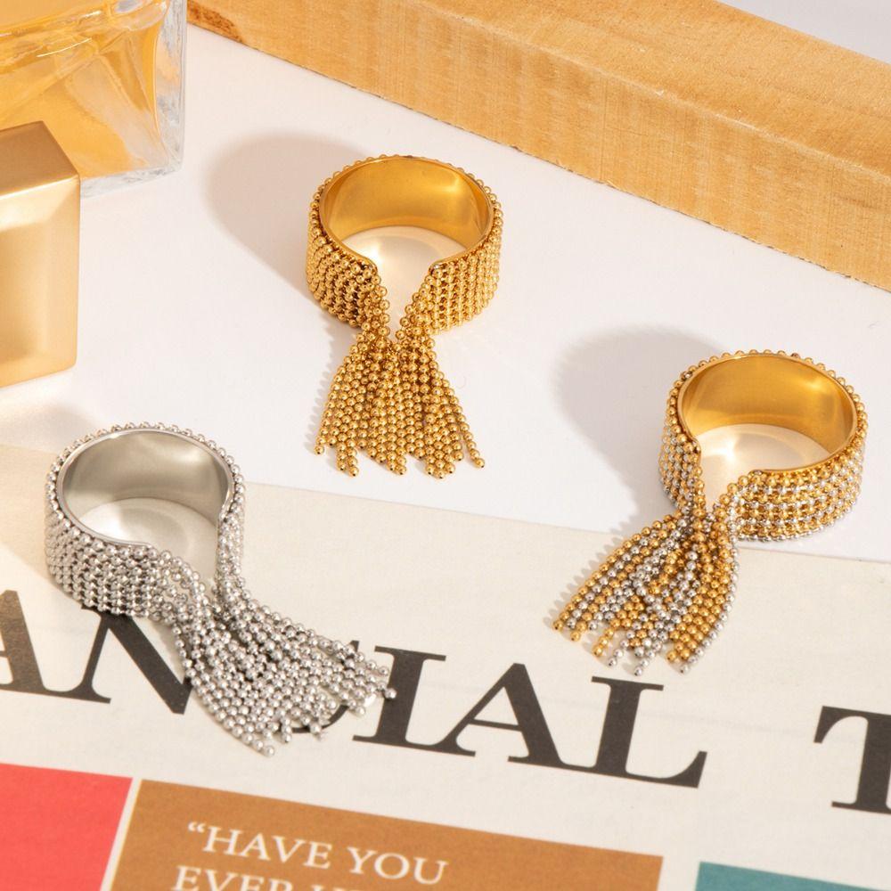 Подвеска-кисточка из цепочек, Открытые кольца, Золото, Серебро, Регулируемое кольцо-цепочка, Стильное кольцо на палец, Подарок