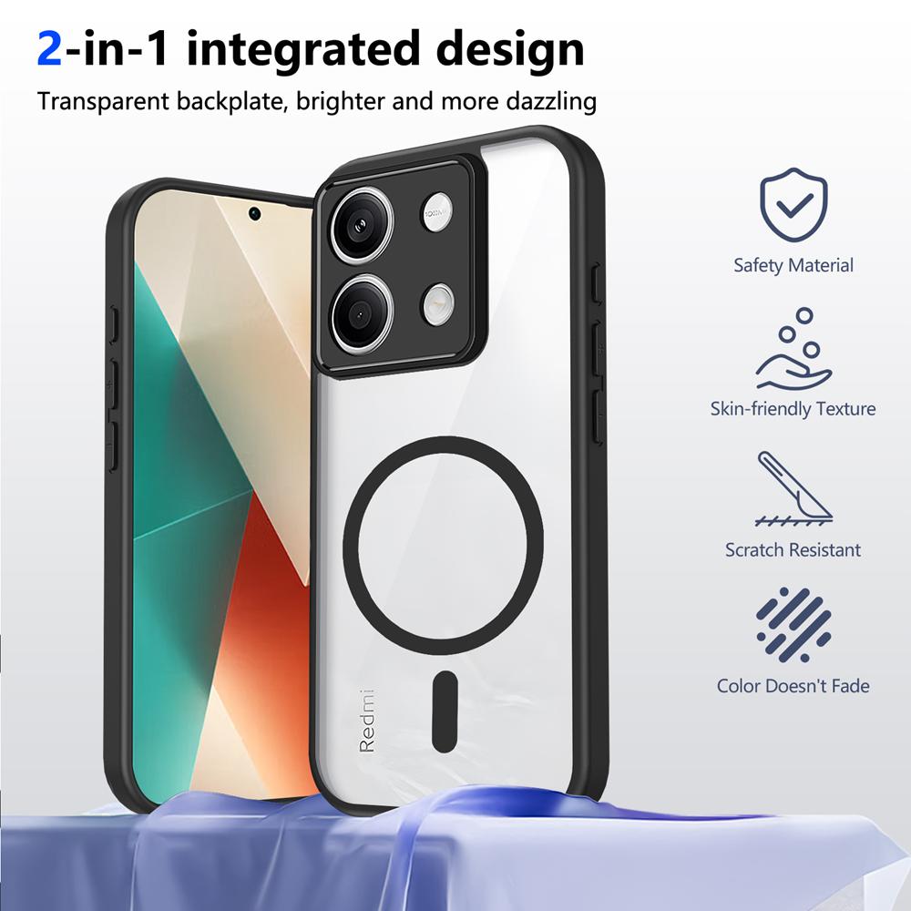 KEYSION Прозрачный магнитный чехол для телефона для Xiaomi POCO M6 Pro 4G Мягкий силикон+ПК HD Clear Ударопрочная задняя крышка для POCO X6 5G