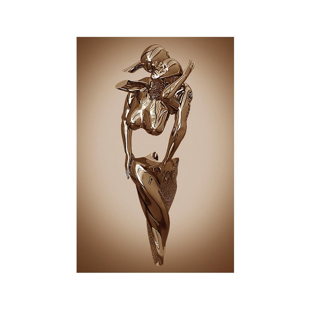 3d современная металлическая фигура, статуя, художественная роспись на холсте, романтические абстрактные постеры и принты, настенные панели для гостиной, декор для дома