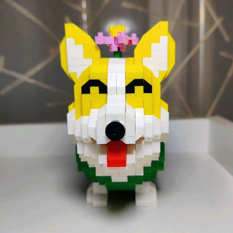 93001 мир животных вельш корги собака цветок динозавр кукла DIY мини алмазные блоки кирпичи строительные игрушки для детей без коробки