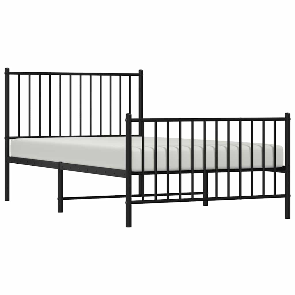 Vidaxl Металлическая Рама Кровати С Изголовьем И Изножьем, Черная, 100X190См