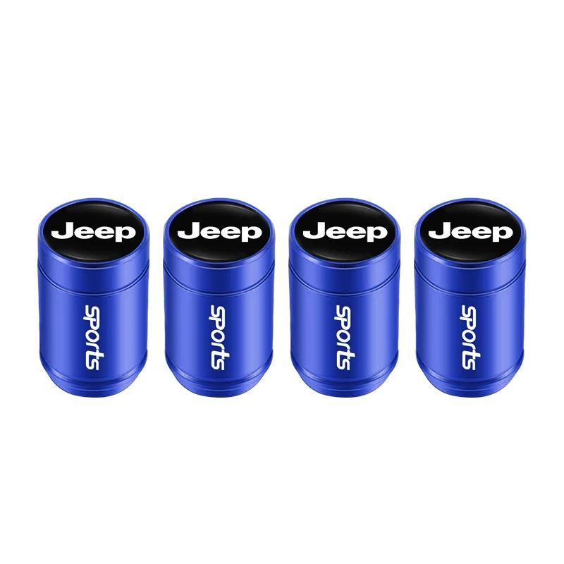 4Pcs Aluminum Car Tire Valve Cap Auto Wheel Accessories for Jeep Wrangler JK Gladiator Grand Cherokee Compass KUBEL1