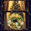 Christmas Wreath Window Stickers Electrostatic Window Decals Wreath Pattern Glass Sticker for Home Shop Xmas Decoration