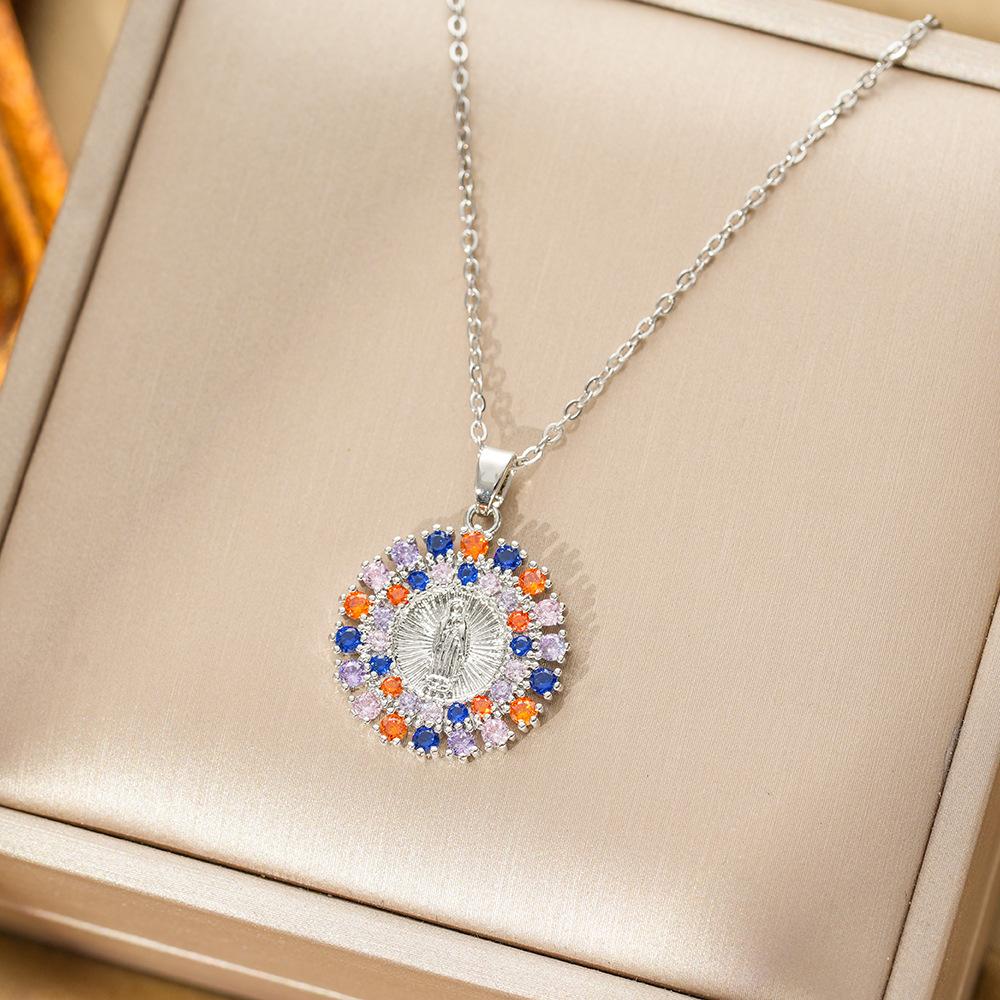 Медный микро-оправа циркон цветной кулон Дева Мария женское ожерелье кулон кулон аксессуары