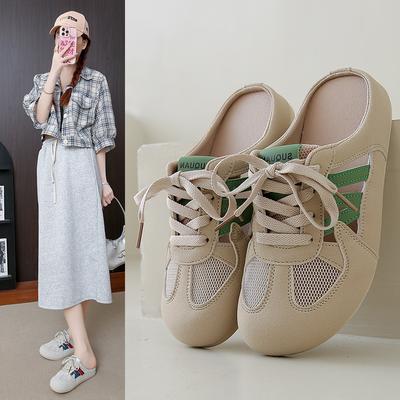 Женские повседневные шлепанцы на шнуровке, слипоны, с цветной отделкой, модные, спортивный кампусный стиль, легкие для путешествий, больших размеров, женская обувь