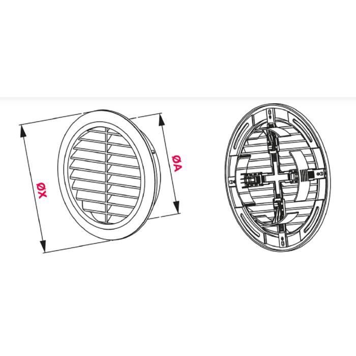 Grille D'aération Avec Grille Anti-insecte Ø100 TUOS - AWENTA - Blanc - Mural - Sanitaire