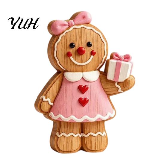 Gift for Friends And Family Christmas Gingerbread Man Ornament, Hand Painted Vintage Wooden Tabletop Retro Style Ornaments Figurine, Rustic
