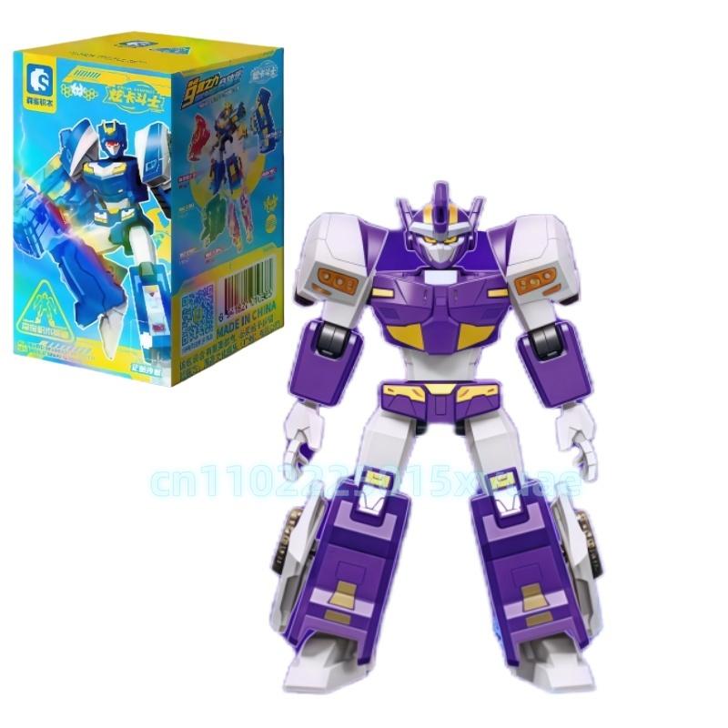 Новый SEMBO METAL CARDBOT Строительный Блок Xuan Blue Lightning Трансформирующийся Робот Сборка Подвижная Модель Игрушка Коллекционная Детский Подарок