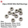 10pcs 625ZZ 693ZZ MR105-2RS MR63ZZ 608RS MR83 MR105ZZ 681ZZ Miniature Ball Bearings Metal Micro Bearing