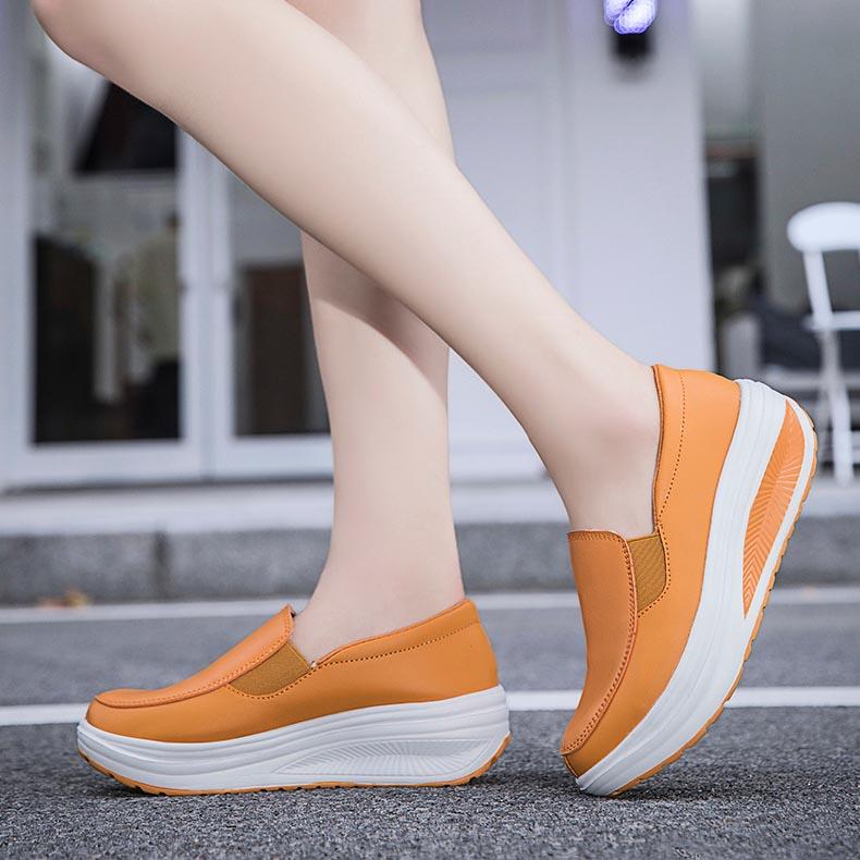 Женская кожаная обувь, качели, рабочая обувь для медсестер на платформе