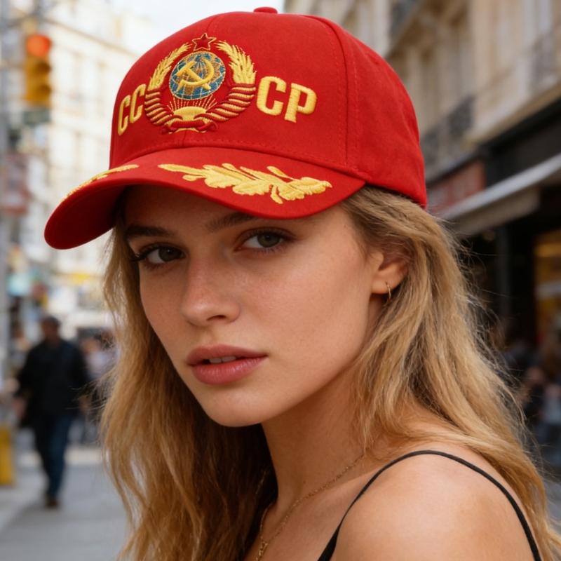 Хлопковая бейсболка с вышивкой "СССР", регулируемая, модная, для улицы, для мужчин и женщин