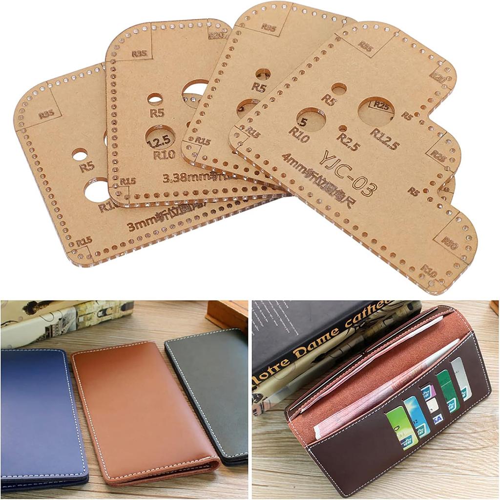 4 шт. Шаблон для круглых углов, Акриловый шаблон для круглых углов из кожи, Вспомогательная режущая линейка-трафарет для изготовления поделок ручной работы