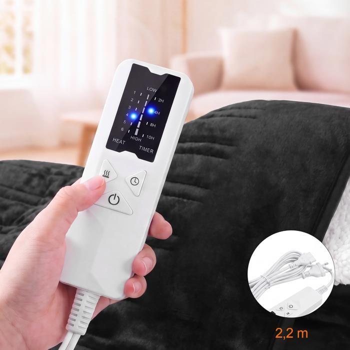 Couverture chauffante électrique - NETTLIFE - 180×130 cm - 6 niveaux de chaleur - Minuterie 2-10 h - Anti-surchauffe