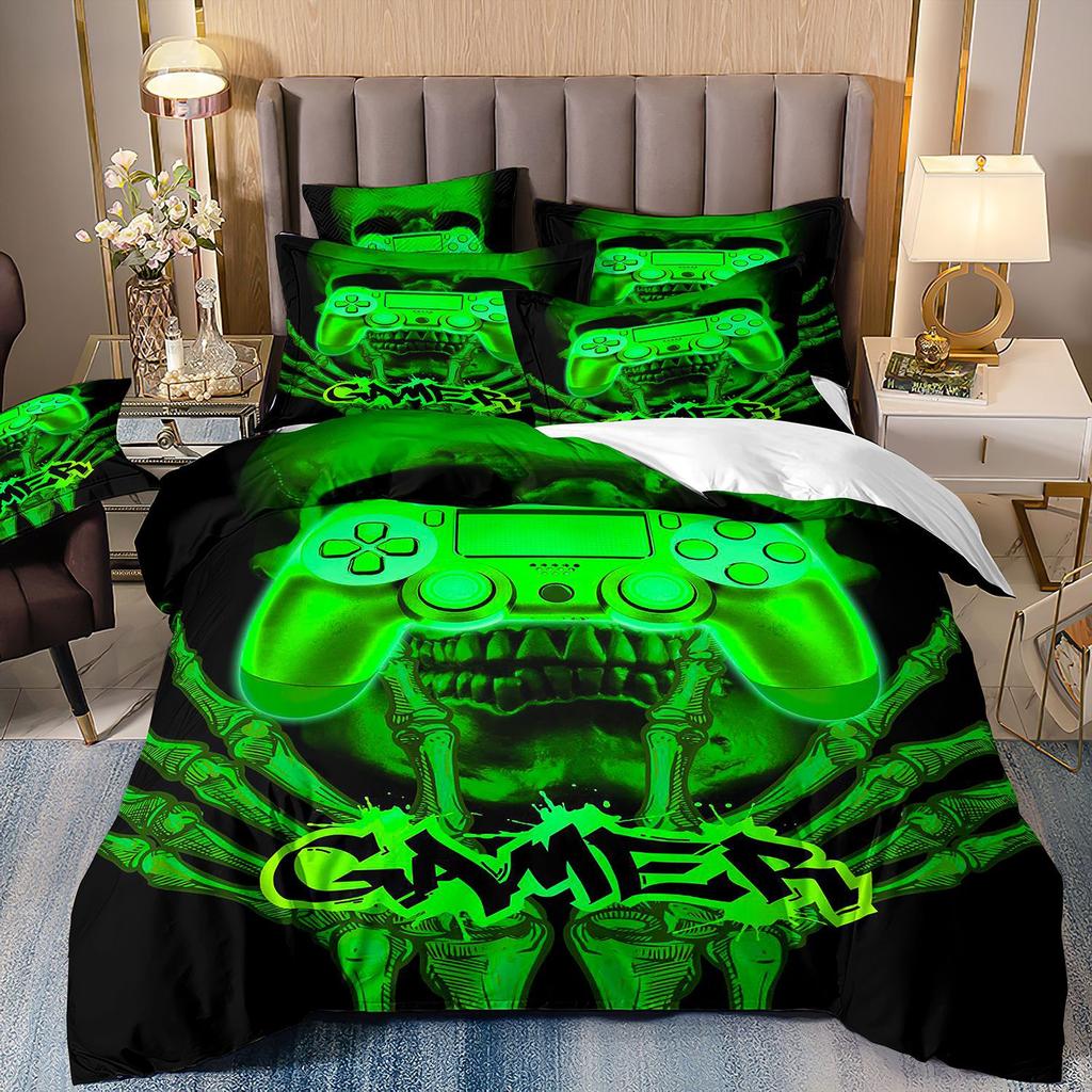 3D Gamepad Bedding Set Microfiber Quilt Cover Three-Piece Set