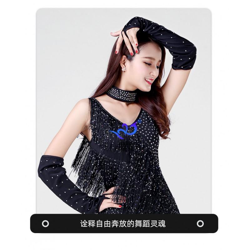 Latin Dance Fringe Slip Dress Stage Performance Costume Women Sexy Salsa Practice Competition Wear