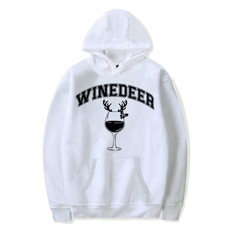 Парный стиль Модный Универсальный Повседневный С принтом чашки с оленьими рогами Свободный Теплый Зимний Худи с капюшоном