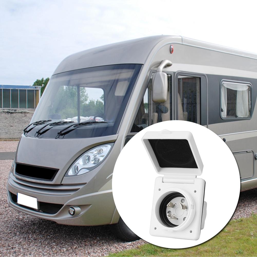 125V 30A RV Marine Power Cord Twist Electrical Lock White Inlet with Waterproof Cover