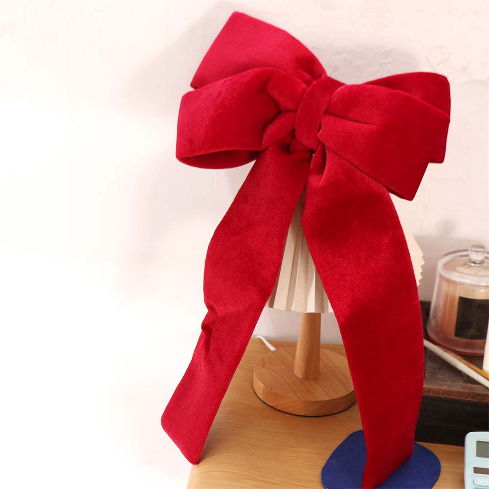 Large Size Christmas Red Velvet Bow Reusable Xmas Bow-knot Pendant Wedding