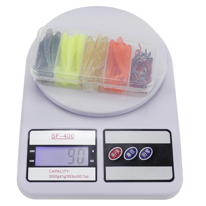 60 шт. T-Tail Road Runner Мягкая наживка с кривошипным крючком Комбинированный набор Поддельные наживки Набор рыболовных снастей