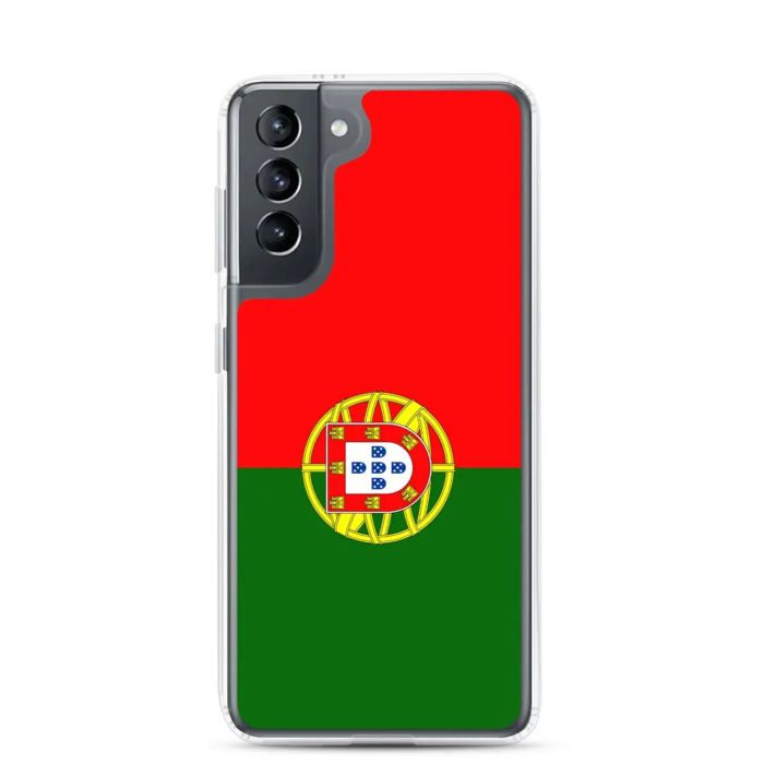 Coque Téléphone - Samsung - Galaxy S21 Ultra - Drapeau Portugal - Souple - Multicolore