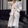 Pcs/Set Fall Spring Women Shirt Pants Set Long Sleeves Lapel Lace Cuff Button-down