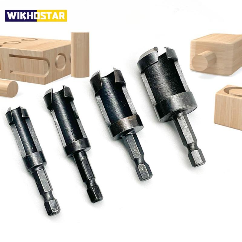 Wood Plug Cutter Drill Bit Set Straight Hole Saw Opener Router Boring Tool Tenon Deep Cork Knife Hex Shank Carpentry Woodworking