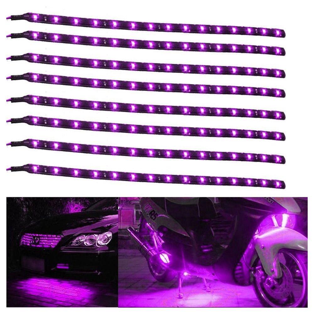 Super Bright New Vehicle Car LED Light Strips Purple Flexible Waterproof DC 12V 30cm 15 LED SMD