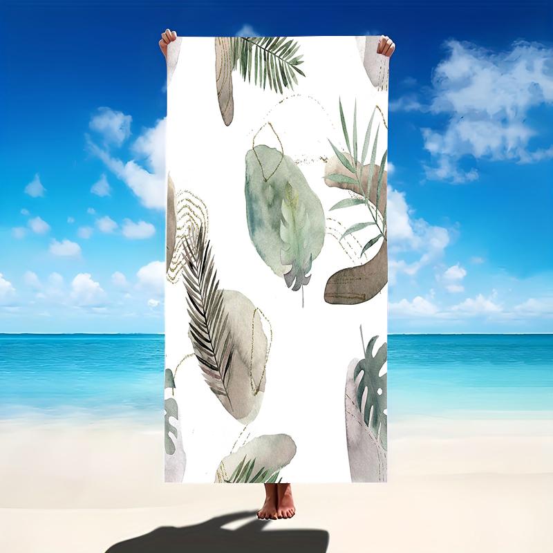 Nordic Tropical Plant Microfiber Beach Towel Graphic Green Leaf Bath Towel Aesthetic Boho Swim Blanket For Beach Travel